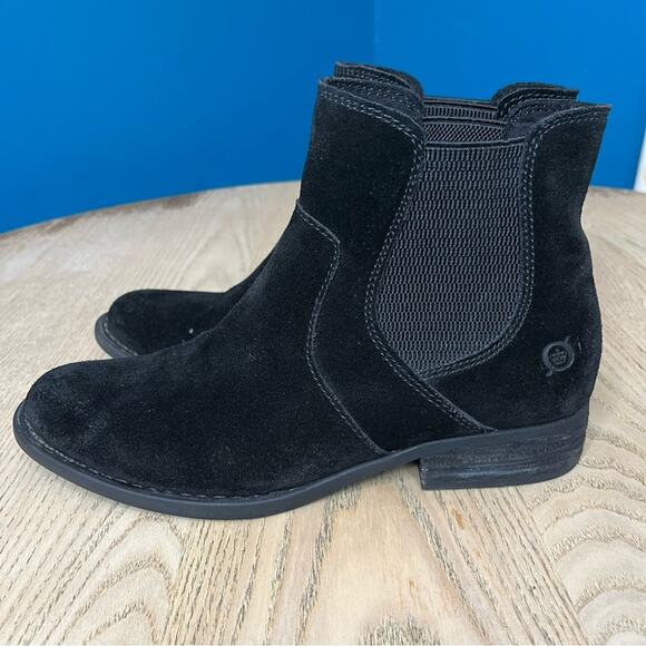 Born Bresson Suede Chelsea Boot Pull On Black Ankle Bootie Women’s 7 - Picture 4 of 13